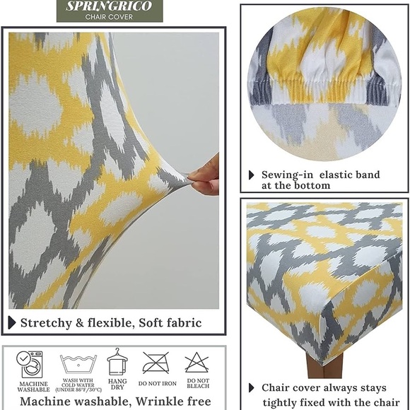 Springrico Stretch Dining Chair Covers..sunshine zen..4pack..(NWT) - Picture 4 of 5